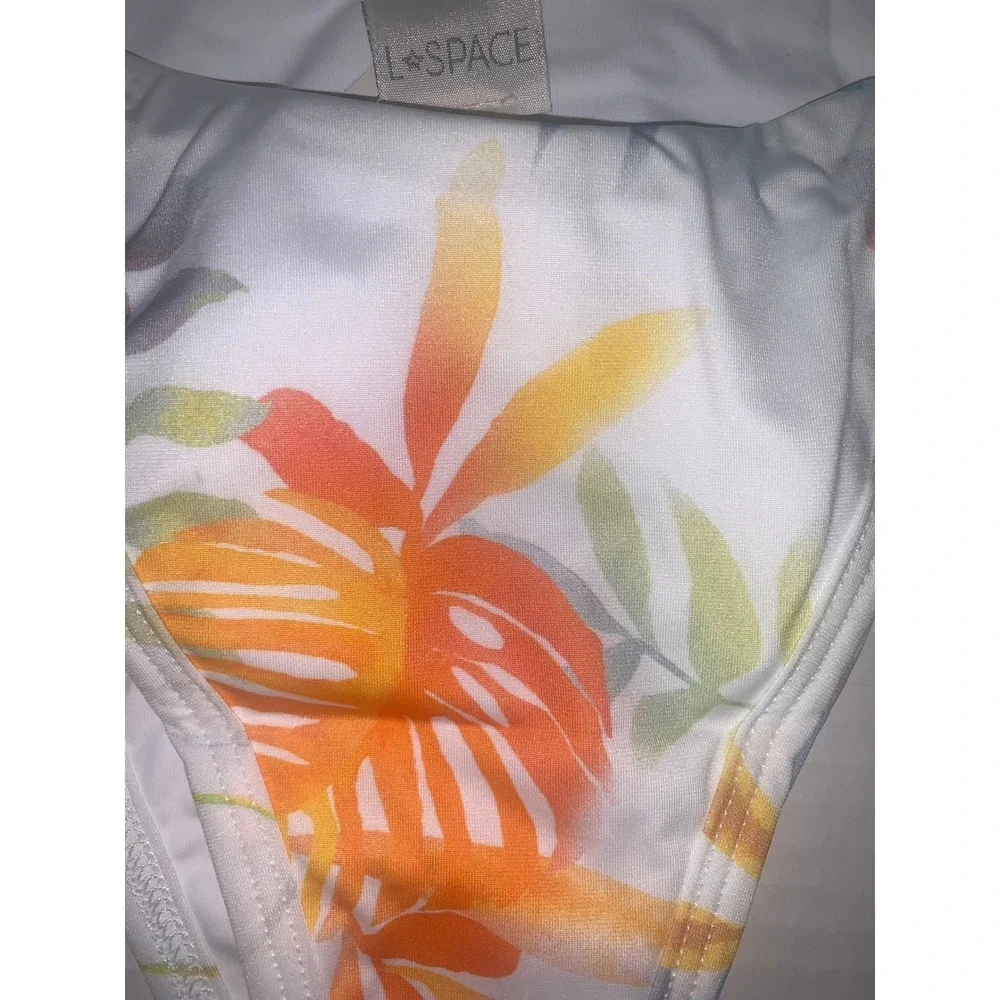 L*Space Jay Bottom Bitsy Swimsuit Bottom Tropical Print White